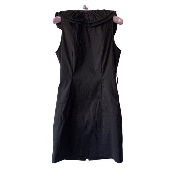 SAMUEL DONG BLACK STRETCHY RUFFLE SLEEVELESS MINI DRESS BLACK COCKTAIL DRESS - Picture 3 of 15